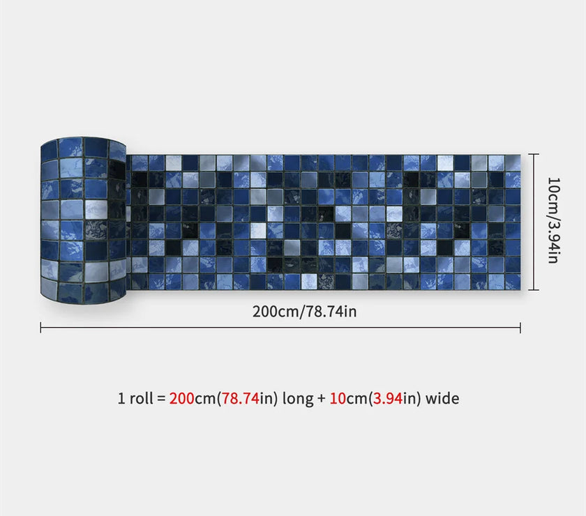 10X200cm Long Strip Wall Stickers Floor Kitchen Bathroom Living Room Skirting Line Wall Decor Waterproof Peel & Stick Wallpaper