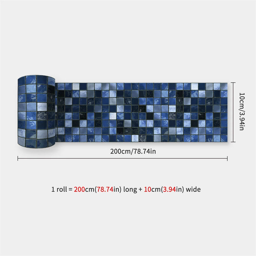 10X200cm Long Strip Wall Stickers Floor Kitchen Bathroom Living Room Skirting Line Wall Decor Waterproof Peel & Stick Wallpaper
