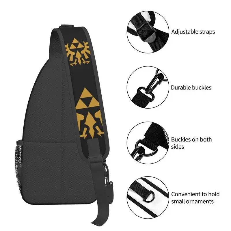 Casual Hot Game Zeldas Legend Sling Bag for Travel Hiking Men's Chest Crossbody Backpack Shoulder Daypack