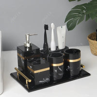European 8 Piece Hotel Bathroom Accessories Set Restroom Toiletries Shampoo Bottle Soap Box Storage Trays Decorative Home Decore