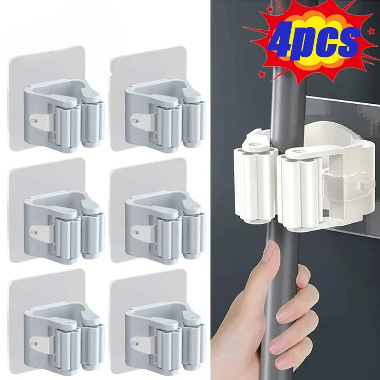 -adhesive Broom Stand Wall Mounted Mop Support Sweeping Brush Hook Storage Organizer Bathroom Kitchen Accessories
