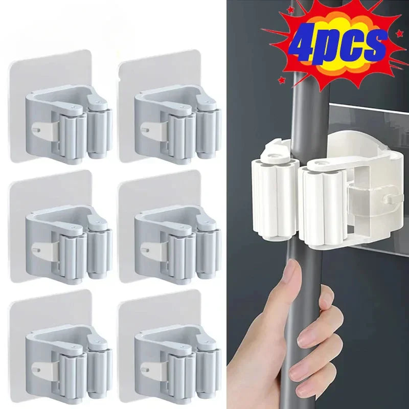 -adhesive Broom Stand Wall Mounted Mop Support Sweeping Brush Hook Storage Organizer Bathroom Kitchen Accessories