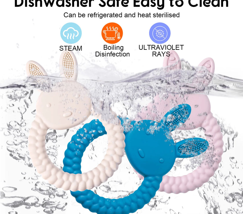1Pcs Baby Teether Silicone Toy BPA Free Cartoon Rabbit Nursing Teething Gifts Baby Health Molar Chewing Newborn Accessories Toy
