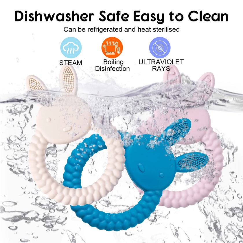 1Pcs Baby Teether Silicone Toy BPA Free Cartoon Rabbit Nursing Teething Gifts Baby Health Molar Chewing Newborn Accessories Toy