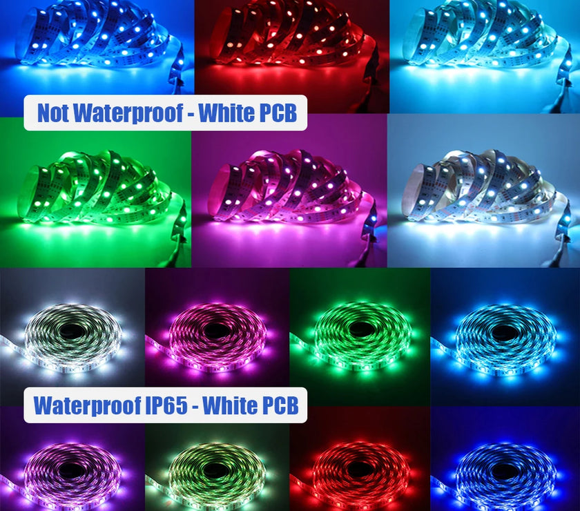 5v 5050 RGB LED Strip Light Flexible Tape Lamp Waterproof 50cm 1m 2m 3m 4m 5m With 4pin Plug White/ Black PCB Home Decoration