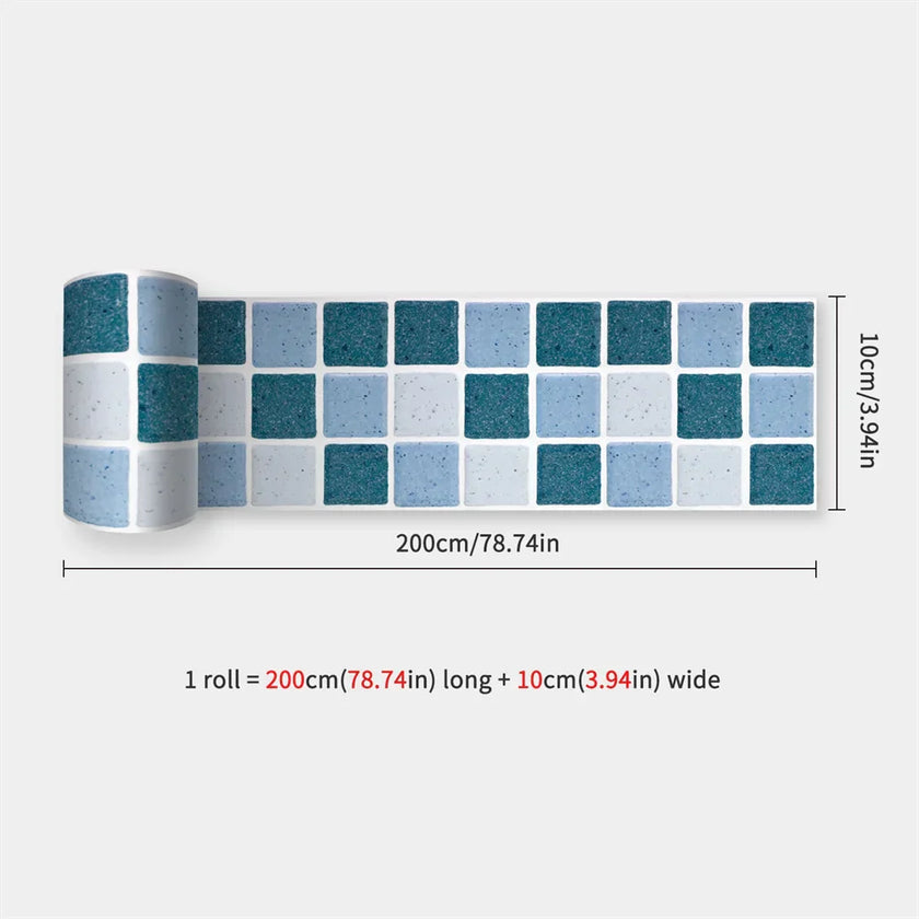 10X200cm Long Strip Wall Stickers Floor Kitchen Bathroom Living Room Skirting Line Wall Decor Waterproof Peel & Stick Wallpaper
