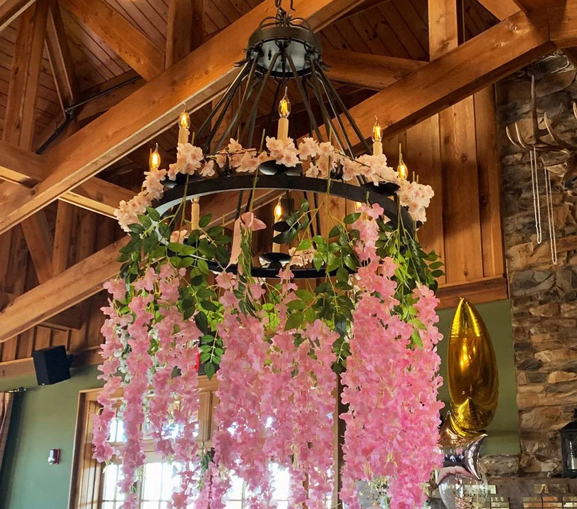 24PCS Wisteria Artificial Flower Vines Wedding Home Decoration Supplies Silk Rattan for Backdrop Wall Garden Decor Fake Flowers