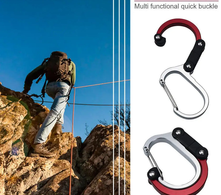 Multifunctional Hybrid Gear Clip Carabiner 360 Degree Rotating Hook Strong Buckle Camping Hiking Travel Backpack Outdoor Gadget
