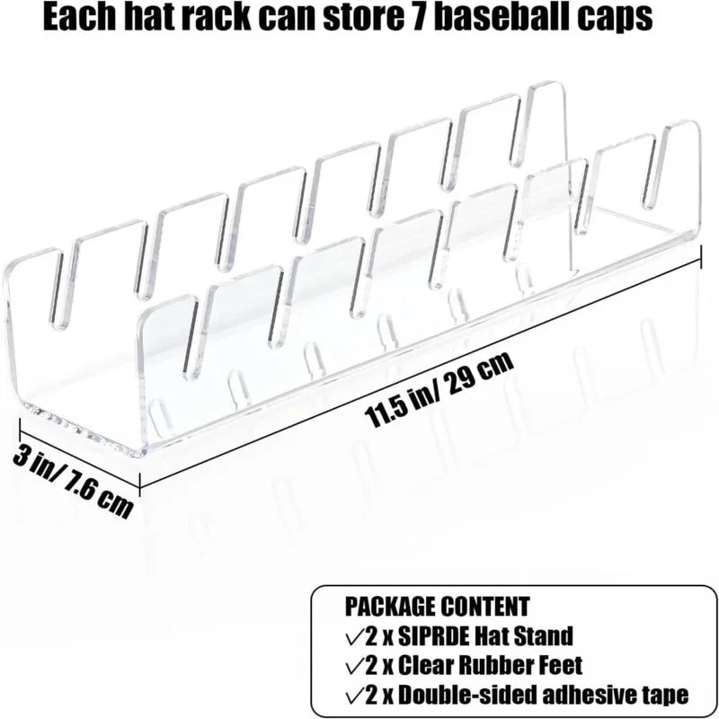 7-Holes Acrylic Hat Holder Baseball Cap Display Rack Cap Storage Stand For Home Closet Storage Organization Stores Decor