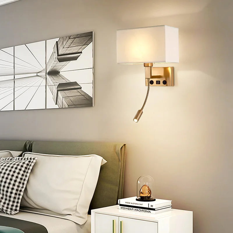 Switch LED Spotlight Reading Wall Lamp Bedroom Study Nordic Home Decor Light Fixture