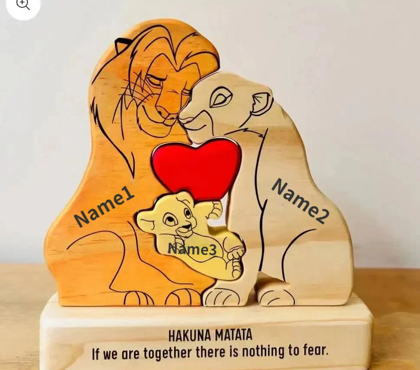 Puzzle Wooden Lion Puzzle Home Decor Thanksgiving Christmas Warm Gifts