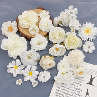 White Artificial Flowers Heads Silk Fake Flowers For Home Decor Party Wedding Decoration DIY Valentine's Day Gifts Accessories