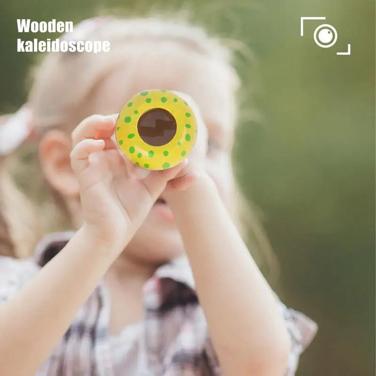 Kids Creative Toddler Kaleidoscope Natural Wood Portable Kids Telescope Educational Science Developmental Part