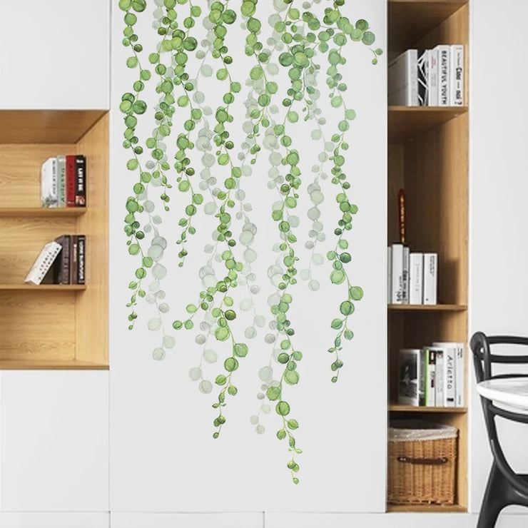Removable Tropical Leaves Flowers Wall Stickers Home Living Room Decorative Green Leaves Plants DIY Sticker Wallpaper Supplies 7