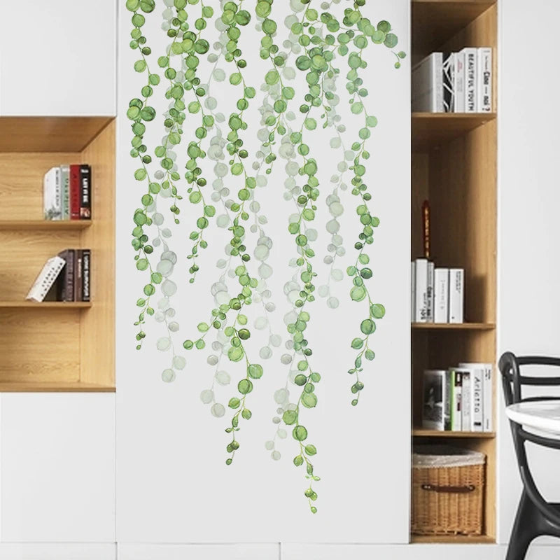 Removable Tropical Leaves Flowers Wall Stickers Home Living Room Decorative Green Leaves Plants DIY Sticker Wallpaper Supplies 7