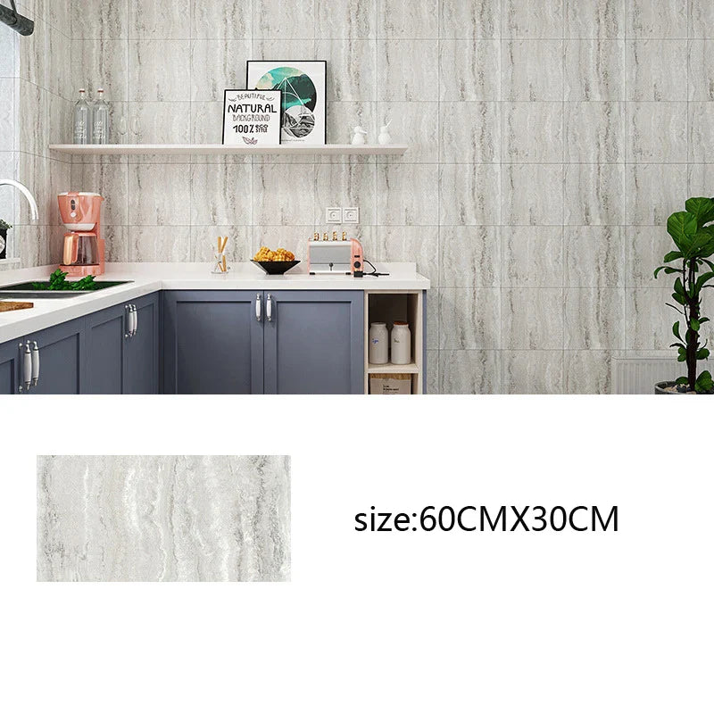 Adhesive Marble Wallpaper Waterproof Wall Stickers Kitchen Bathroom Living Room TV Background Renovation Wallboard Decor