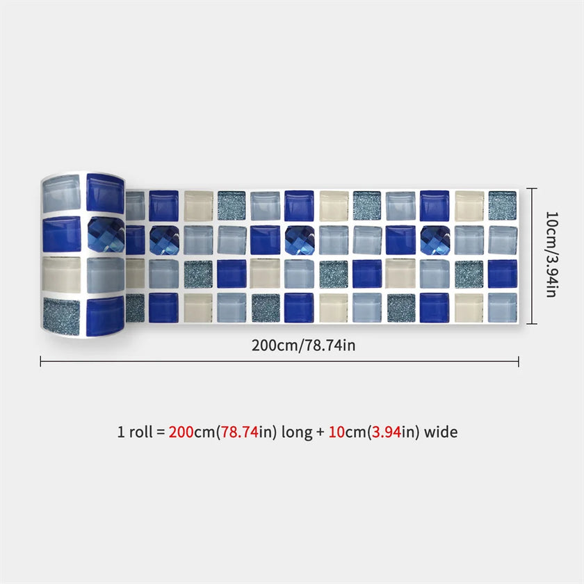 10X200cm Long Strip Wall Stickers Floor Kitchen Bathroom Living Room Skirting Line Wall Decor Waterproof Peel & Stick Wallpaper