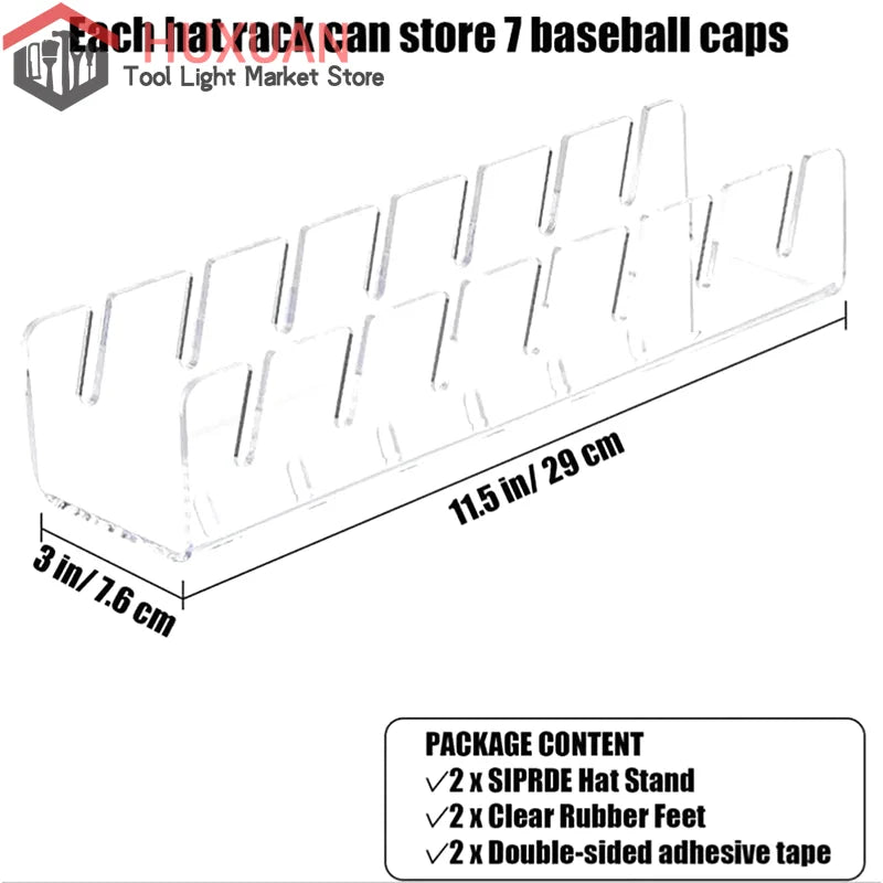 7 Holes Acrylic Hat Baseball Cap Display Rack Durable Clear Acrylic Hat Holder For Home Closet Storage Organization Stores Decor