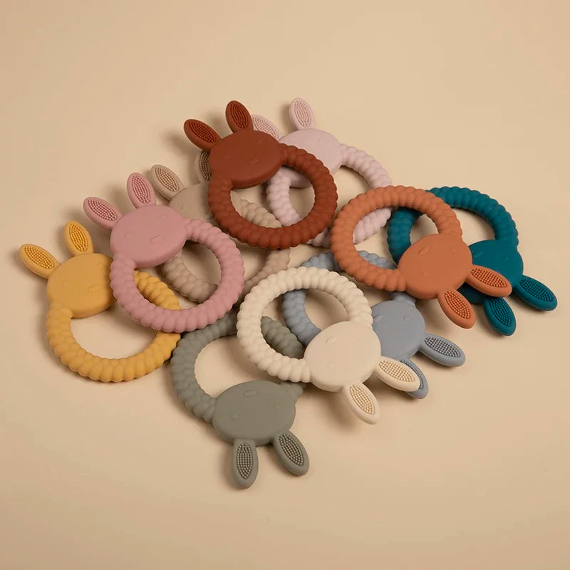 1Pcs Food Grade Baby Silicone Teether Toy1Pcs Food Grade Baby Silicone Teether Toy Cartoon Rabbit Nursing Teething Ring BPA Free Newborn Health Molar Chewing Accessories Cartoon Rabbit Nursing Teething Ring BPA Free Newborn Health Molar Chewing Accessories