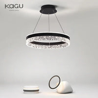 Minimalist Modern Led Chandelier Home Lighting Crystal Rings Ceiling Mounted Chandelier Lighting Hanging Lamp Black&White Frame
