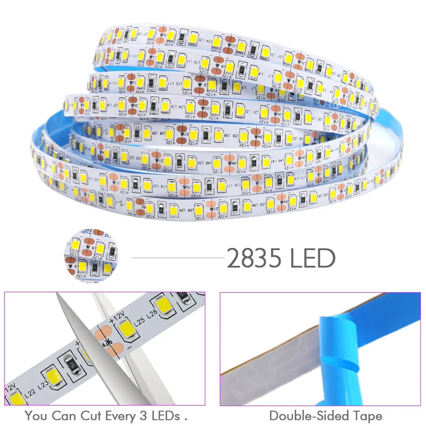 Super Bright Led Strip Light 5m 10m 12V 24V 2835 120LED/