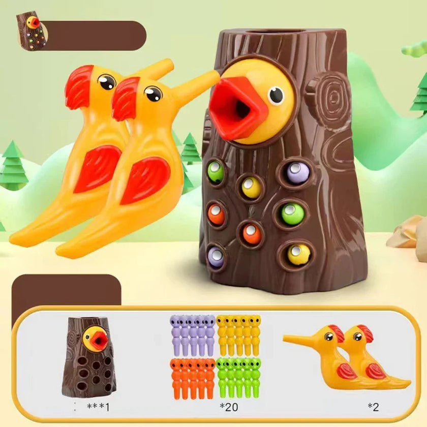 Children Woodpecker Catch Worms Toy Toddler Kids Magnetic Games