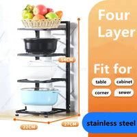 Kitchen Organizing Rack Muti-layer Pot Storage Rack Household Cabinet Frying Pan Holder Sink Cleanup Shelf Kitchen Organizer