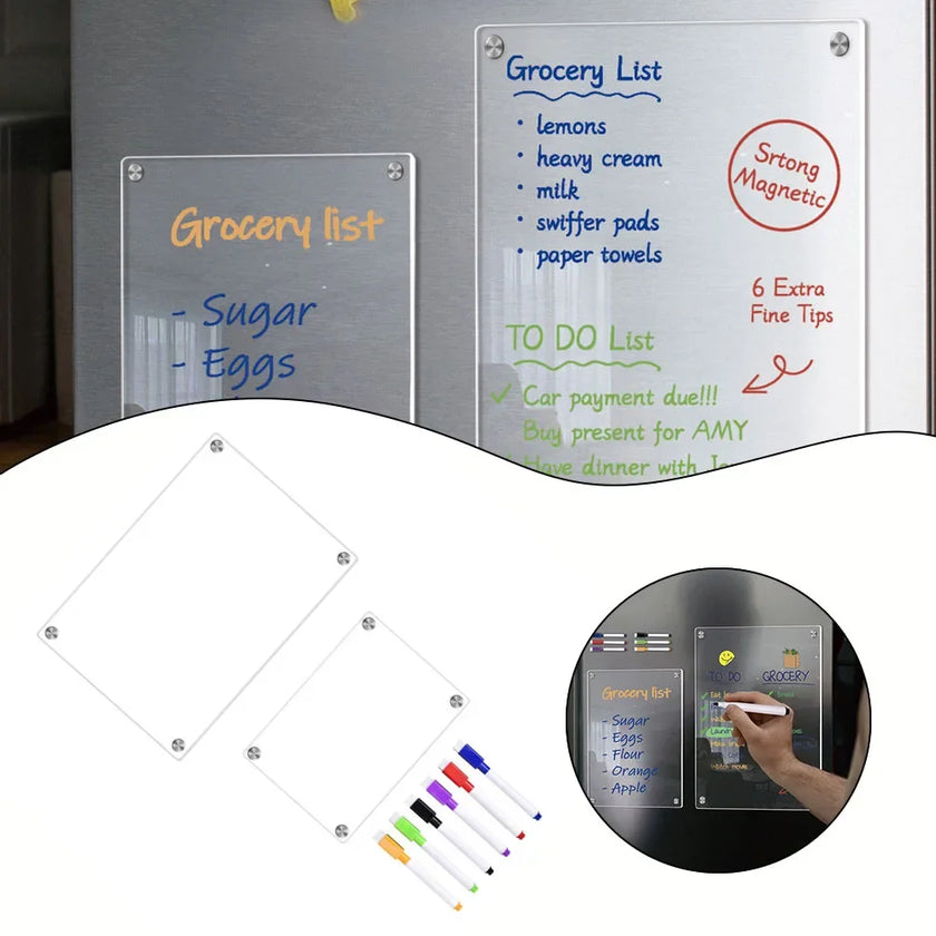 Fridge Magnet Stickers Clear Acrylic Calendar Weekly Planner Magnetic Schedule Reusable Board Fridges Messages Menu Gadgets