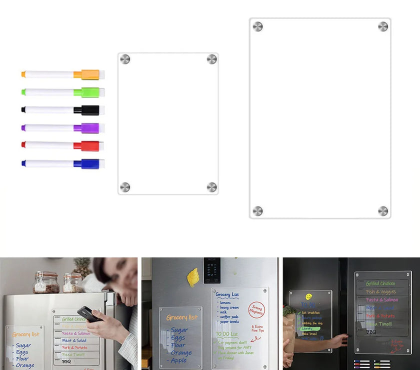 Clear Acrylic Magnetic Calendar Fridge Calendar Message Board Monthly Weekly Calendar Reusable Magnetic Dry Erase Board For Home