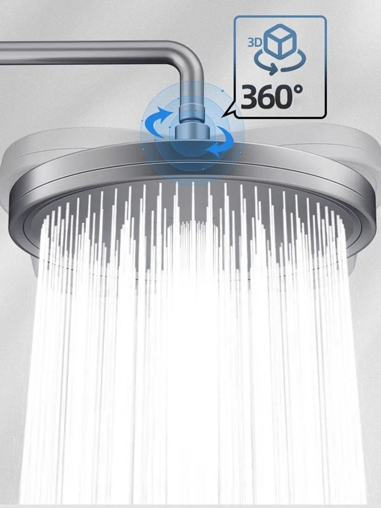 6 Modes Big Panel Large Flow Supercharge Rainfall Shower Head High Pressure Top Rain Shower Faucet Bathroom Accessories