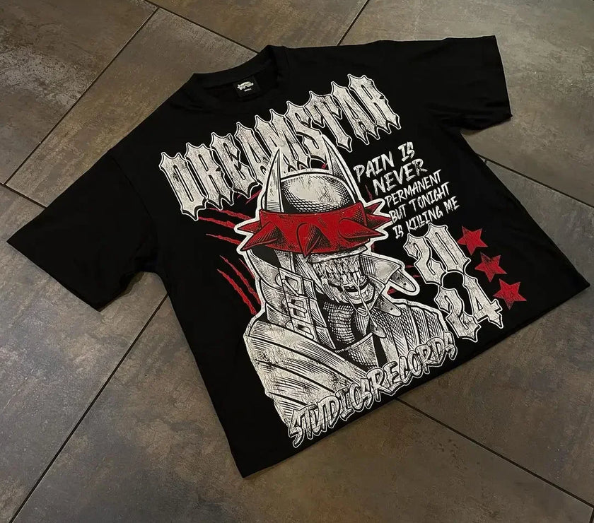 shirts Print Cotton Oversized Harajuku Gothic Short Sleeved y2k top
