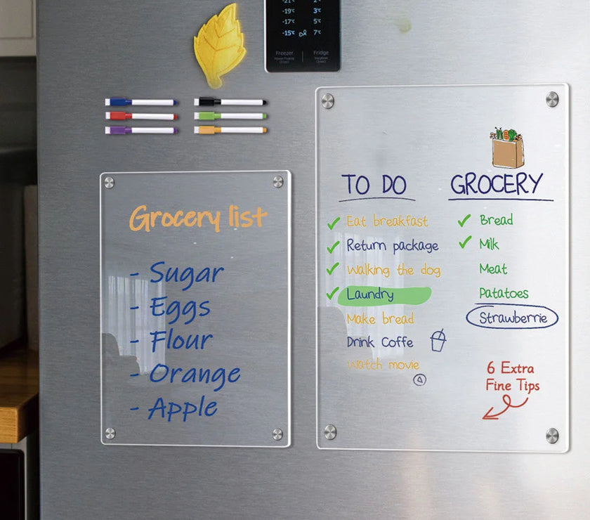 Magnetic Calendar Whiteboard Pen Dry Erase Calendar Fridge Magnetic Clear Acrylic Grocery List Pad