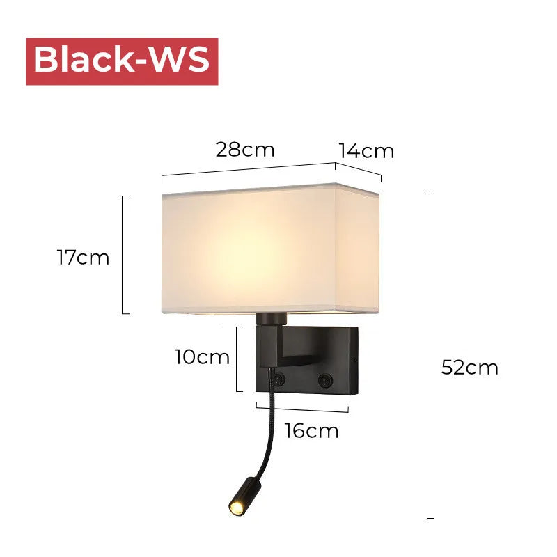 Switch LED Spotlight Reading Wall Lamp Bedroom Study Nordic Home Decor Light Fixture