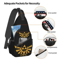 Casual Hot Game Zeldas Legend Sling Bag for Travel Hiking Men's Chest Crossbody Backpack Shoulder Daypack