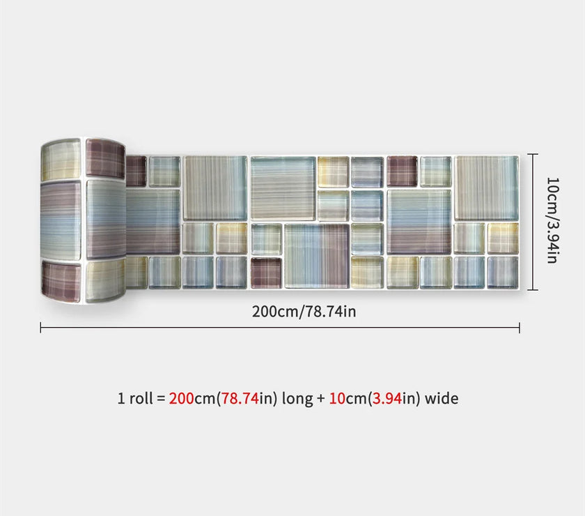 10X200cm Long Strip Wall Stickers Floor Kitchen Bathroom Living Room Skirting Line Wall Decor Waterproof Peel & Stick Wallpaper
