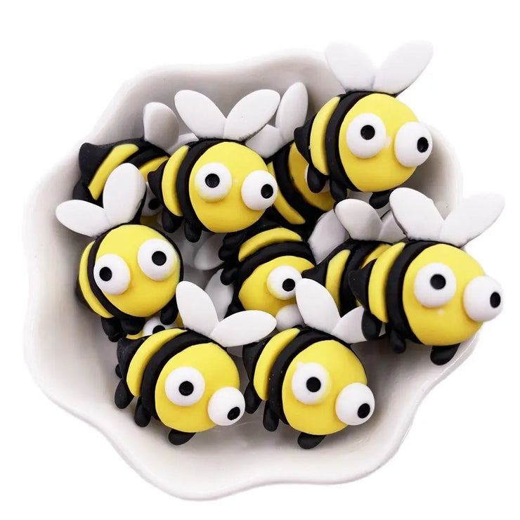 Resin Colorful 3D Kawaii Bee Flatback Figurine Cabochon Scrapbook DIY Hair Bow Hairpin Craft Home Decor Accessories OH712
