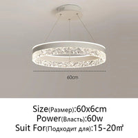 Minimalist Modern Led Chandelier Home Lighting Crystal Rings Ceiling Mounted Chandelier Lighting Hanging Lamp Black&White Frame