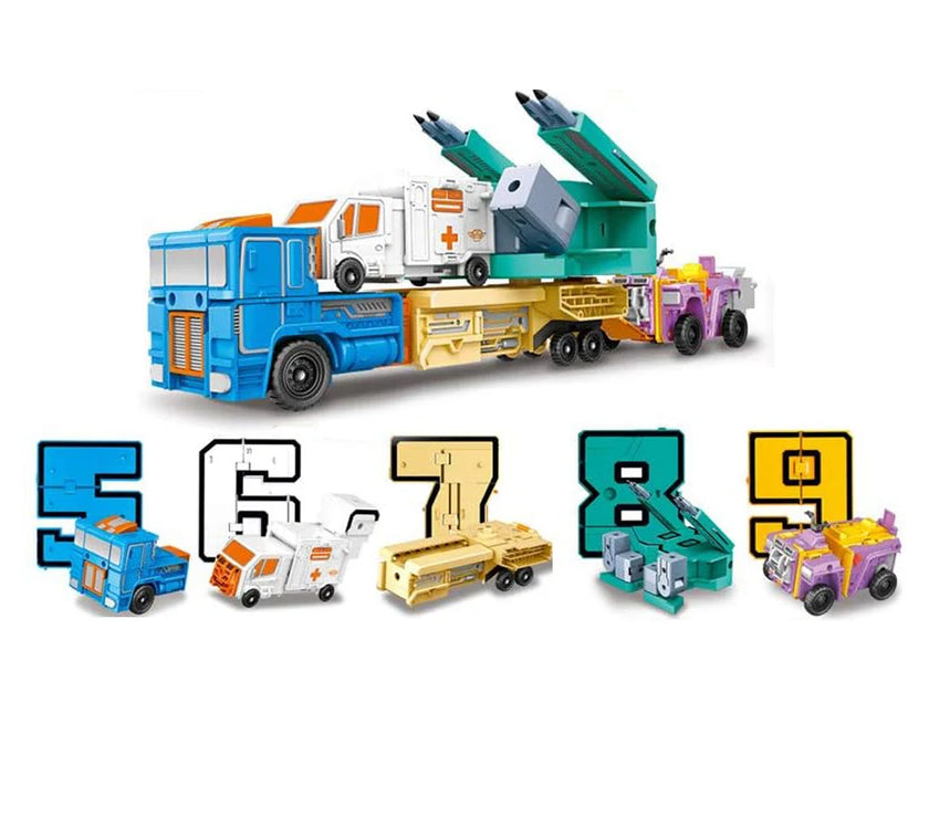 Assemble Number Robots Transformation Toys Building Blocks 20PCS Action Figure Deformation Toy Car for Boy Baby Kids Toddler