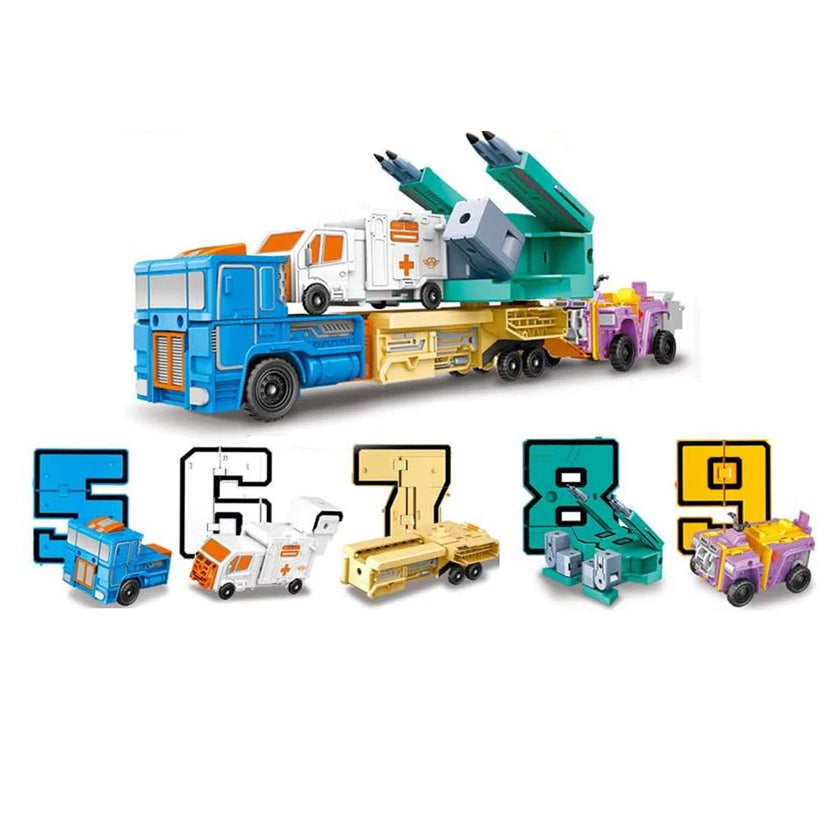 Assemble Number Robots Transformation Toys Building Blocks 20PCS Action Figure Deformation Toy Car for Boy Baby Kids Toddler