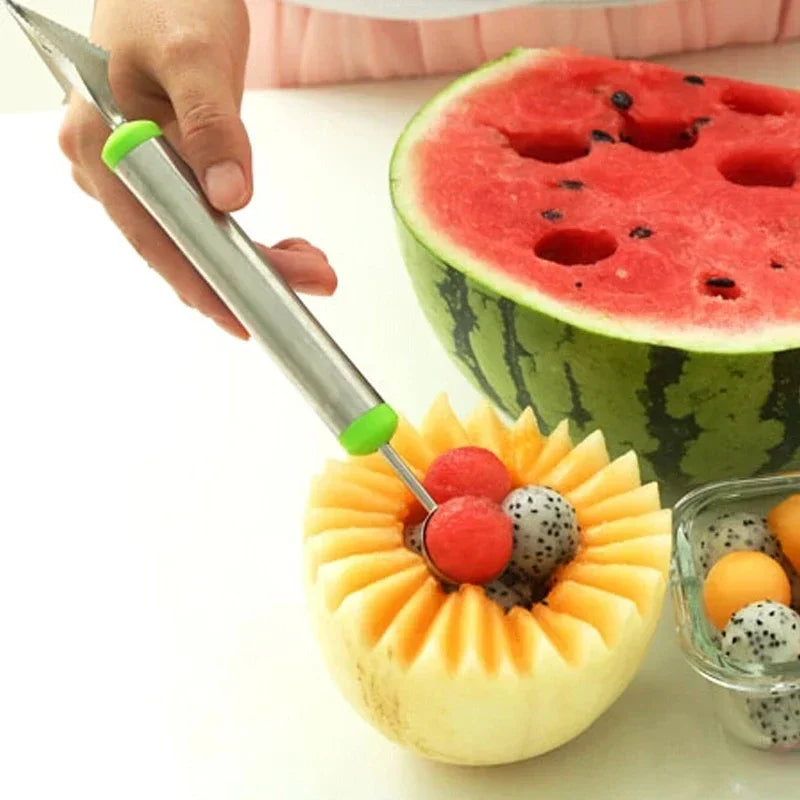 Fruit Push Knife Double Head Melon Baller Scoop Triangular Shape Peeler Vegetable Slicer Fruit Platter Watermelon Kitchen Tool