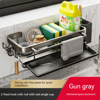 Space Aluminum Kitchen Sink Organizer Sponge Soap Storage Rack Hanging Drain Holder Basket