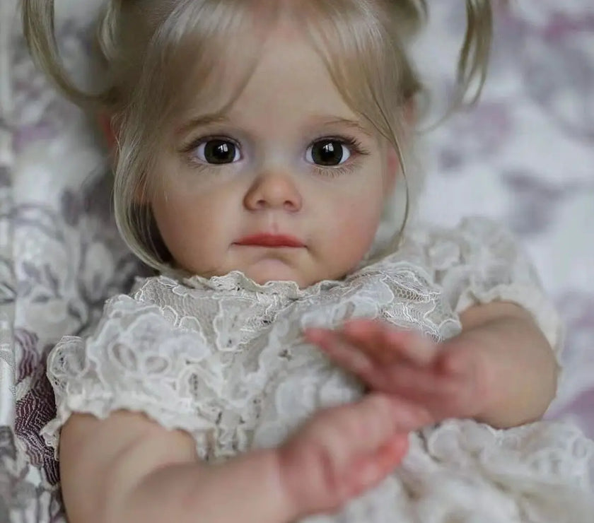 60CM Maggie Handmade High Quality Soft Vinyl Silicone Reborn Toddler Detailed Lifelike Hand-rooted hair Collectible Art Doll