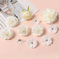 White Artificial Flowers Heads Silk Fake Flowers For Home Decor Party Wedding Decoration DIY Valentine's Day Gifts Accessories