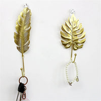 Hanging Storage Rack Home Decoration Bathroom Organization Leaf Shape Wall Hanger For Towel Clothes Gold/Green Nordic Style