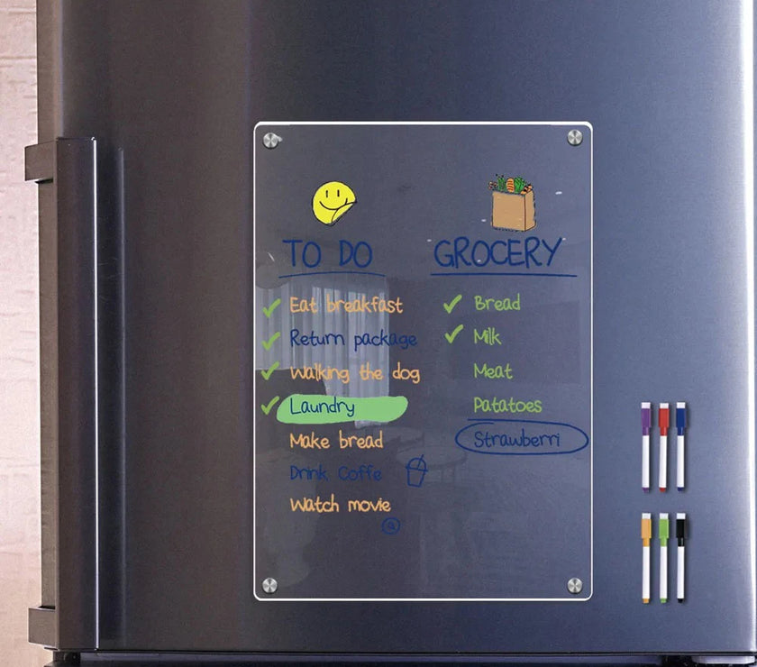PYLV Clear Acrylic Fridge Magnets Monthly Weekly Calendar Reusable Refrigerator Magnetic Sticker Photo Message Dry Erase Holder