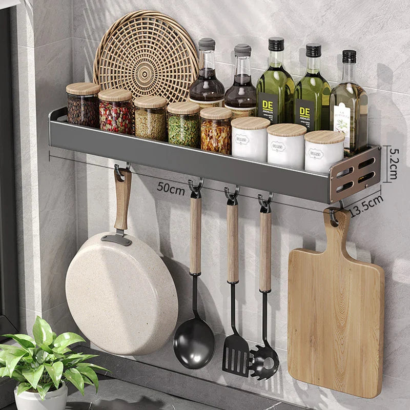 48461207011Kitchen Condiment Storage Rack Wall-Mounted Condiments Oil Salt Sauce Vinegar Household Kitchen Utensils Storage Rack Box521