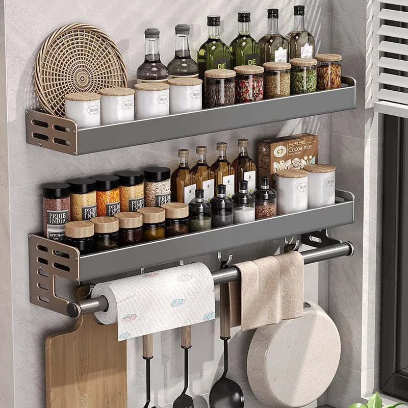 Kitchen Condiment Storage Rack Wall-Mounted Condiments Oil Salt Sauce Vinegar Household Kitchen Utensils Storage Rack Box