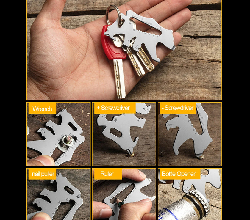 Multifunctional Keychain Multitool Gadgets Pocket Stainless Steel Tool Card Guitar Bear Tiger Optional Outdoor Camping Multitool