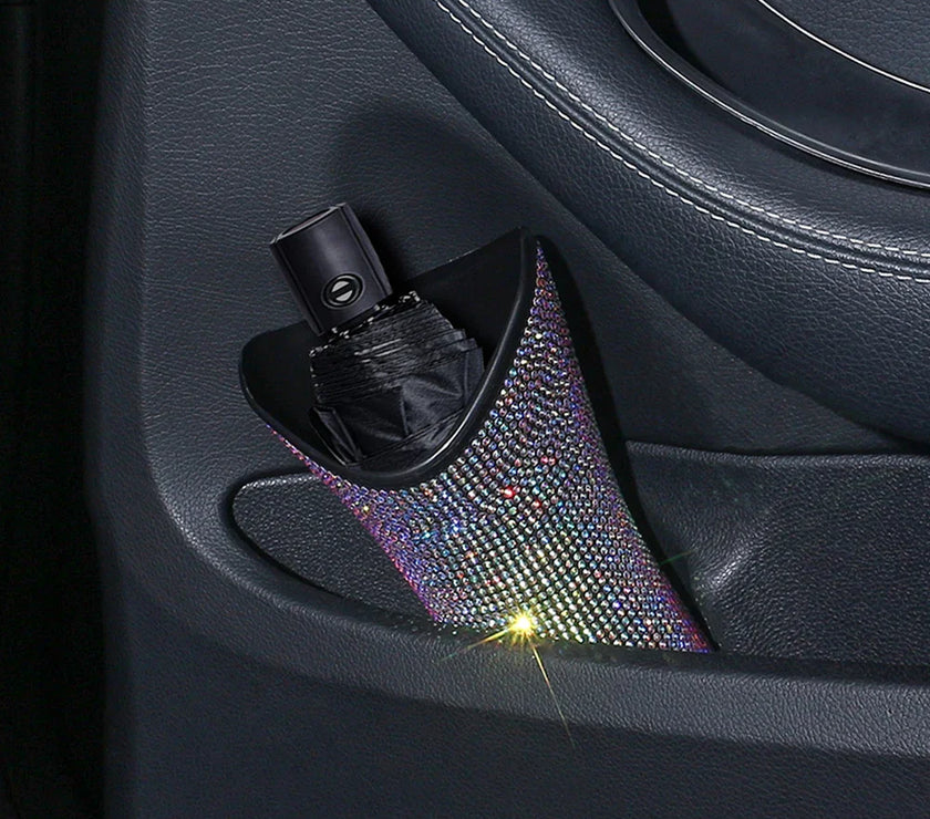 Bling Diamond Car Umbrella Storage Box Multifunctional Organizer Barrel Auto Folding Hanging Water Bottles Rack Umbrella Bucket