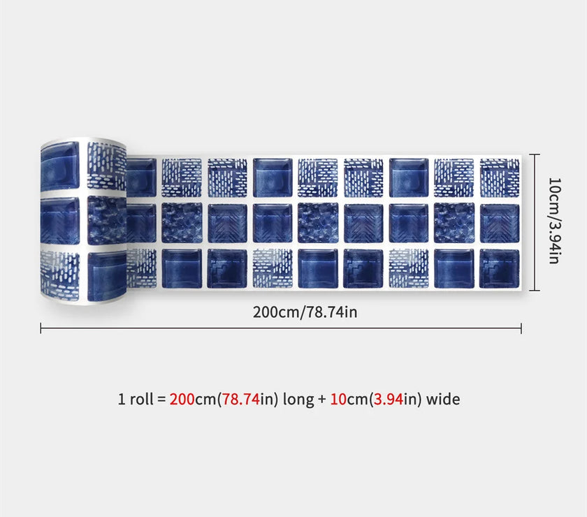 10X200cm Long Strip Wall Stickers Floor Kitchen Bathroom Living Room Skirting Line Wall Decor Waterproof Peel & Stick Wallpaper